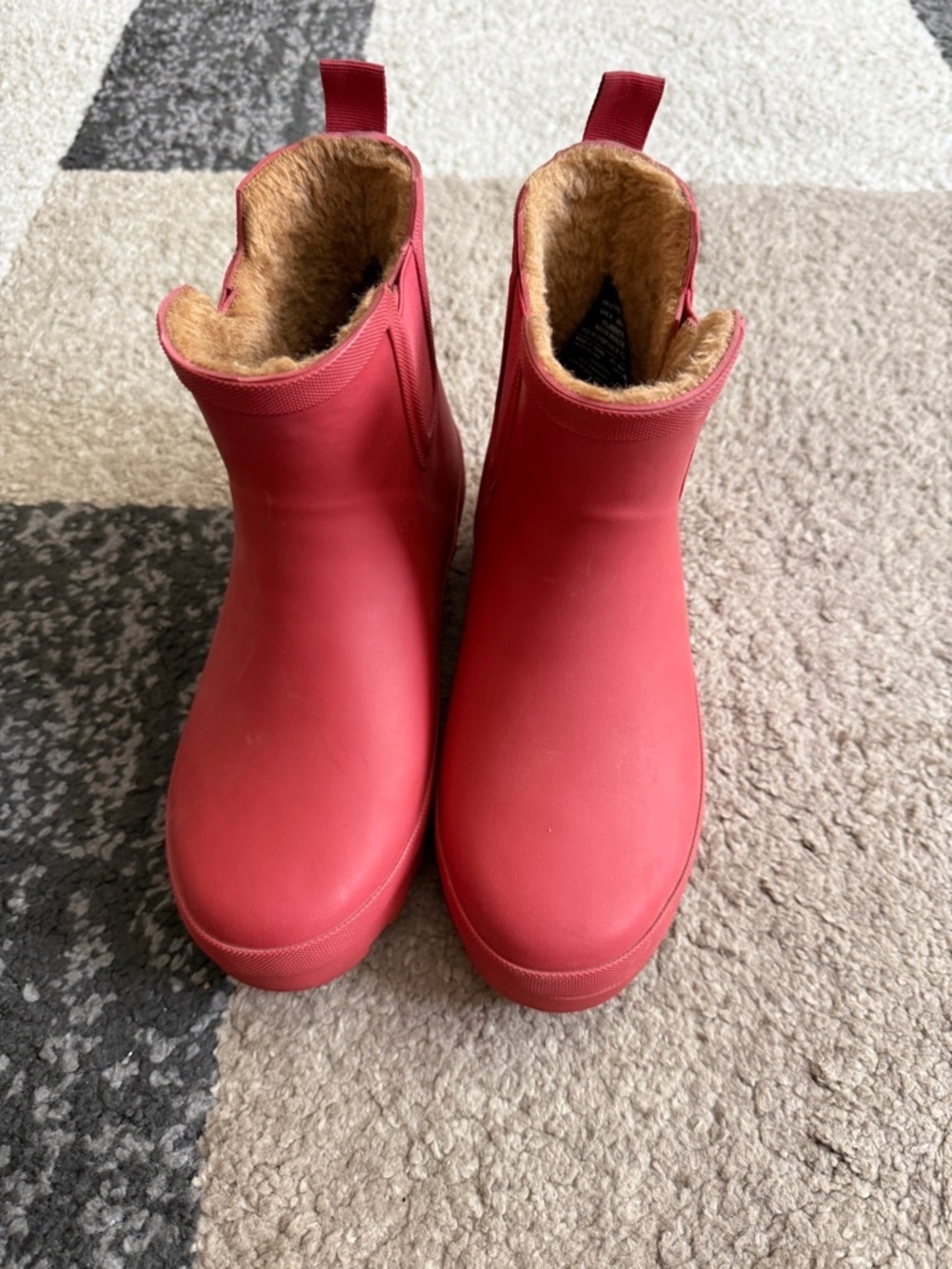 Chooka Red Waterproof Fleece-Lined Ankle Rain Boots